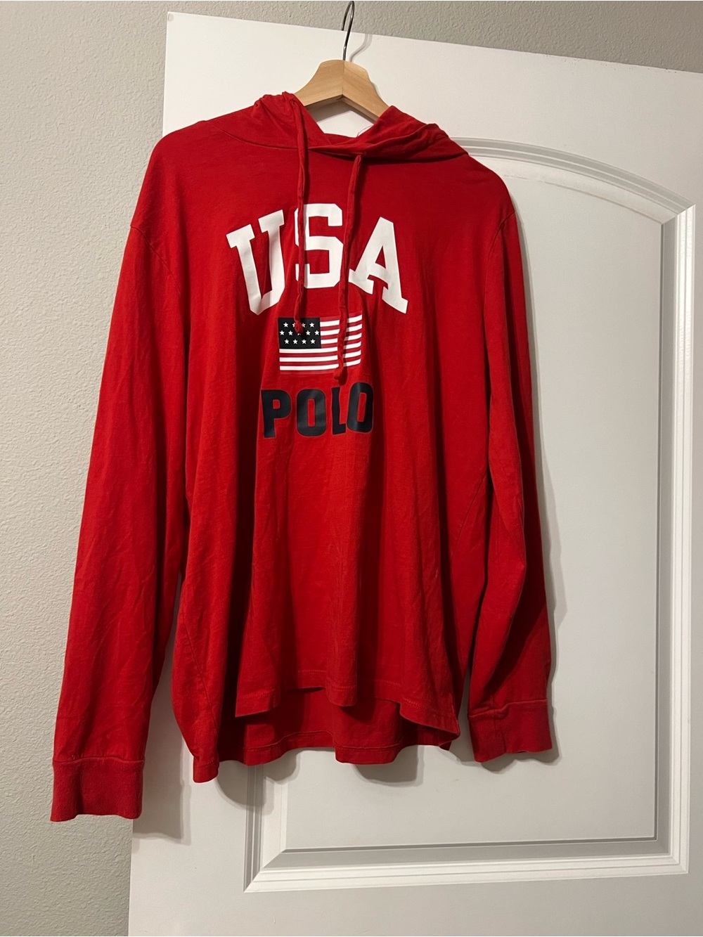 Polo by Ralph Lauren Red USA Hooded Long-Sleeve Shirt
